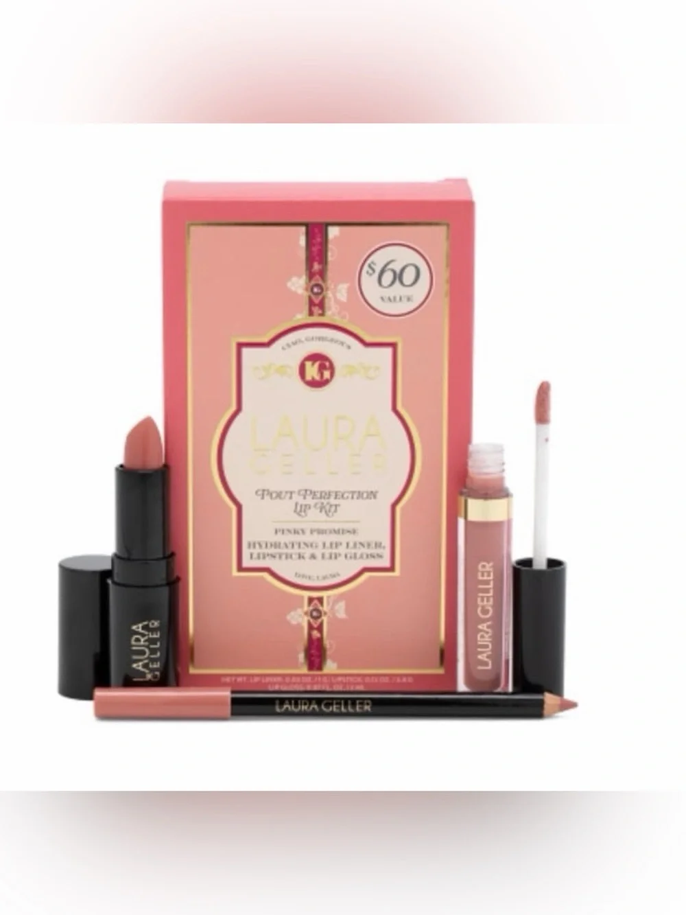 Laura Geller Pout Perfection Pinky Promise 3 Piece Lip Liner, Gloss and Lipstick